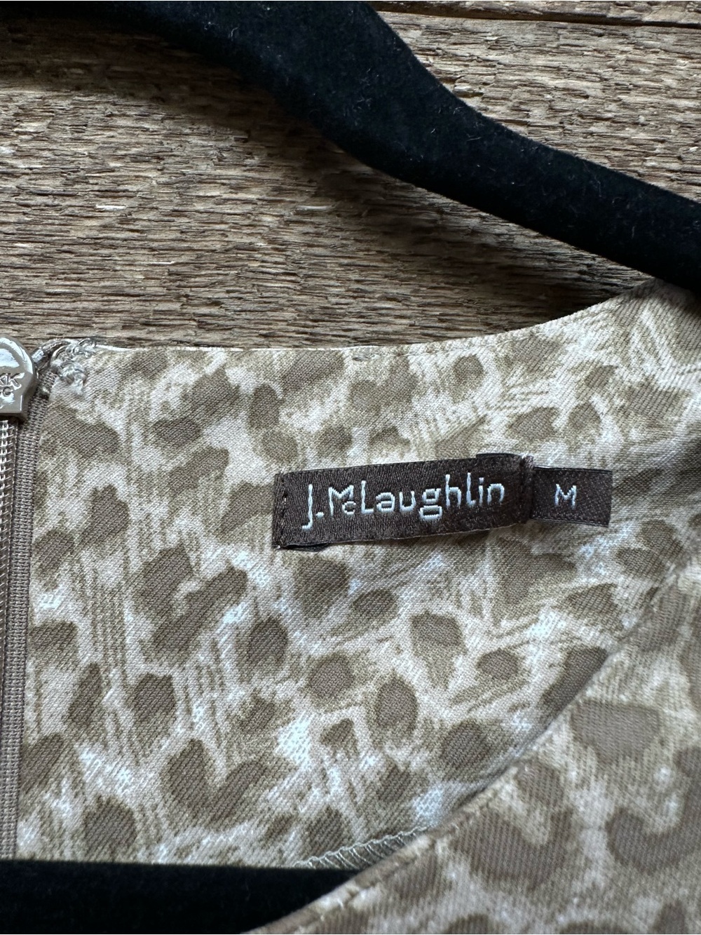 J. McLaughlin Taupe & Cream Neutral Leopard Fit-and-Flare Midi Dress - Picture 3 of 5